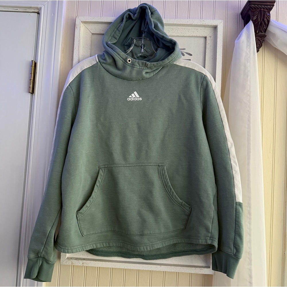 Adidas mint green hooded sweatshirt